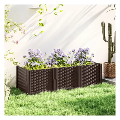 Outsunny Plastic Raised Garden Bed, Modular Planter Box Kit, Garden Fence Edging Border For Flow