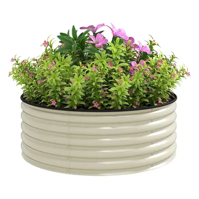Outsunny Galvanised Raised Garden Bed With Safety Edging, Outdoor Raised Planter Box With Gloves