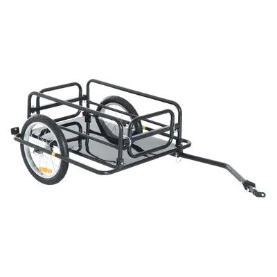 Homcom Bike Cargo Trailer In Steel Frame-black