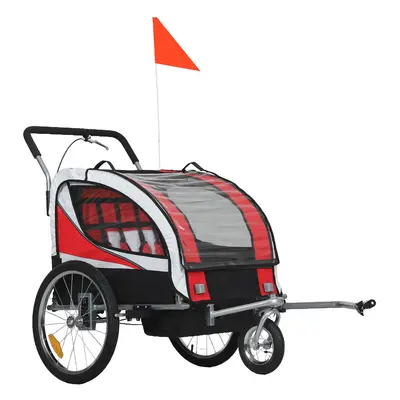Homcom Baby Bike Trailer, Child Bicycle Trailer With 5 Point Harness, Steel Frame, Reflectors, S