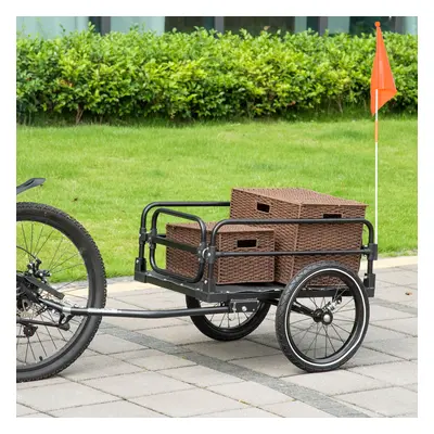 Homcom Steel Bike Trailer With Triple Safety, Wagon Bicycle Trailer With Suspension, 2 Wheels Ou