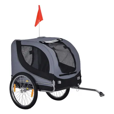 Pawhut Dog Bike Trailer Steel Pet Cart Carrier For Bicycle Kit Water Resistant Travel Grey And B