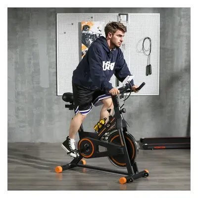 Homcom Exercise Bike, Indoor Cycling Bike For Home Use, Stationary Bike With Lcd Display And Hea