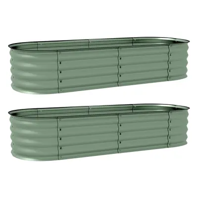 Outsunny Galvanised Raised Garden Bed, Metal Planter Box With Safety Edging, For Flowers, Herbs,
