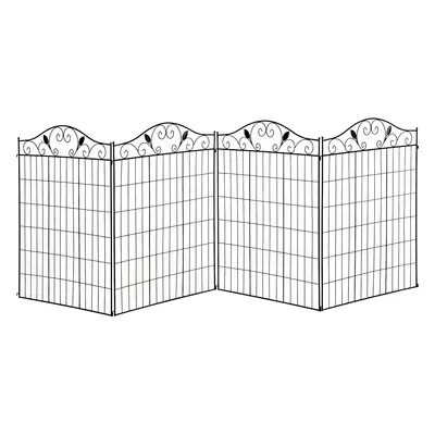 Outsunny Garden Decorative Fence 4 Panels 44in X 12ft Metal Wire Landscape Border Edging