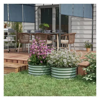 Outsunny Set Of 2 Raised Garden Bed, Metal Planter Box With Safety Edging, Easy-to-assemble Stoc