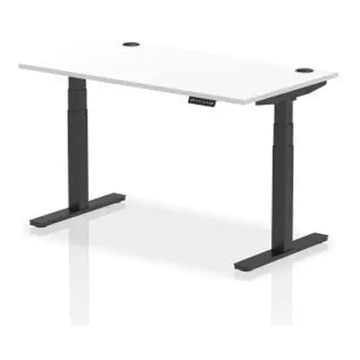 Dynamic Air 1400 x 800mm Height Adjustable Desk White Top Cable Ports