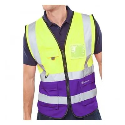 Beeswift TWO TONE EXECUTIVE WAISTCOAT SAT YELLOWPURPLE MED HVWCTTSYPUM