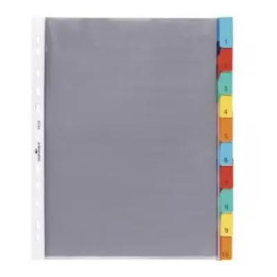 Durable 10 Part Replacable Tab Numbered Colour Coded Punched Index