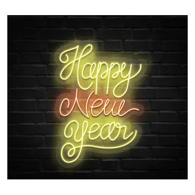 Happy New Year Three Lines Neon Sign