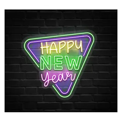 Custom Happy New Year Traingle Neon Sign by Bannerbuzz