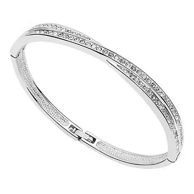 18k White Gold Plated Crossover Bangle Silver - Buy 1, 2 or 3!