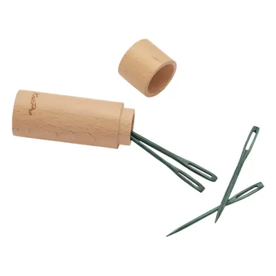 The Mindful Collection | Teal Wooden Darning Needles in Beech Wood Container