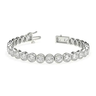 Trendy Designs Tennis Bracelets With Platinum, 6.89 Ct , 7 Inch Size, D-E / VS With Natural Diam