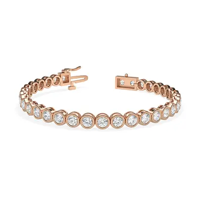 Trendy Designs Tennis Bracelets With 18K Rose Gold, 5.10 Ct , 6.5 Inch Size, F-G / VS With Natur