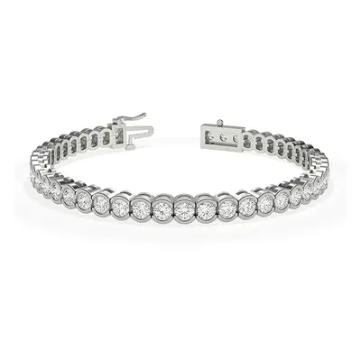 Trendy Designs Tennis Bracelets With Platinum, 6.08 Ct , 6.5 Inch Size, F-G / VS With Natural Di