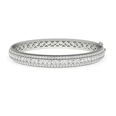 Trendy Designs Bangles With Platinum, 3.17 Ct , Size, F-G / SI With Lab Diamonds.
