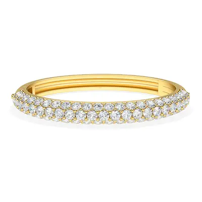 Trendy Designs Bangles With 18K Yellow Gold, 9.93 Ct , Large Size, D-E / VS With Natural Diamond