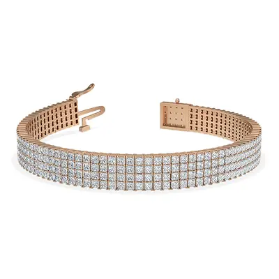 Trendy Designs Bracelets With 18K Rose Gold, 10.44 Ct , 7 Inch Size, F-G / VS With Lab Diamonds.