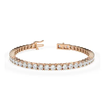 Trendy Designs Tennis Bracelets With 18K Rose Gold, 5.94 Ct , 7 Inch Size, H-I / SI With Lab Dia