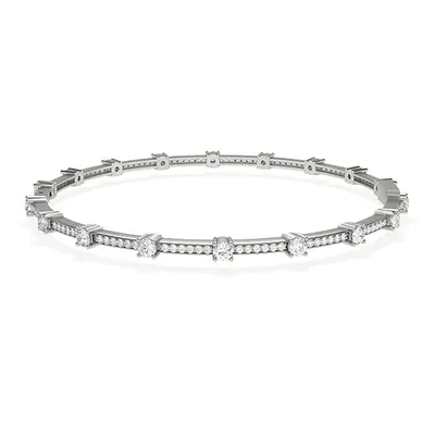 Trendy Designs Bangles With 18K White Gold, 1.46 Ct , Size, F-G / SI With Natural Diamonds.