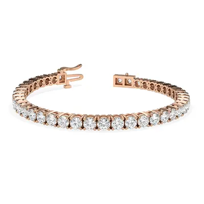 Trendy Designs Tennis Bracelets With 18K Rose Gold, 8.65 Ct , 6.5 Inch Size, D-E / VS With Natur