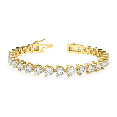 Trendy Designs Tennis Bracelets With 18K Yellow Gold, 11.10 Ct , 6.5 Inch Size, D-E / VS With Na