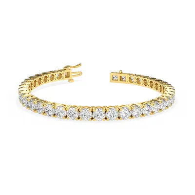 Trendy Designs Tennis Bracelets With 18K Yellow Gold, 10.80 Ct , 6.5 Inch Size, D-E / SI With La