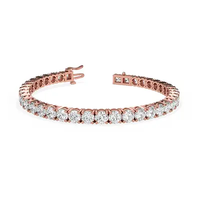 Trendy Designs Tennis Bracelets With 18K Rose Gold, 10.80 Ct , 7 Inch Size, H-I / VS With Lab Di