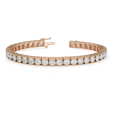 Trendy Designs Tennis Bracelets With 18K Rose Gold, 7.64 Ct , 6.5 Inch Size, D-E / SI With Natur