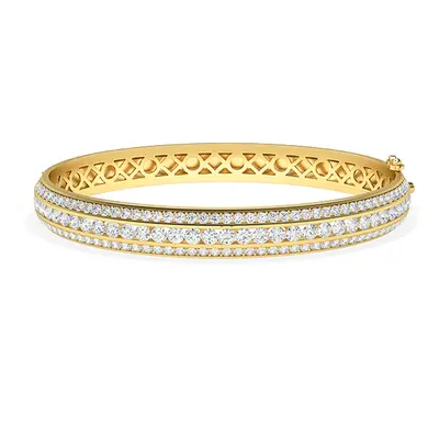 Trendy Designs Bangles With 18K Yellow Gold, 3.17 Ct , Size, H-I / VS With Natural Diamonds.