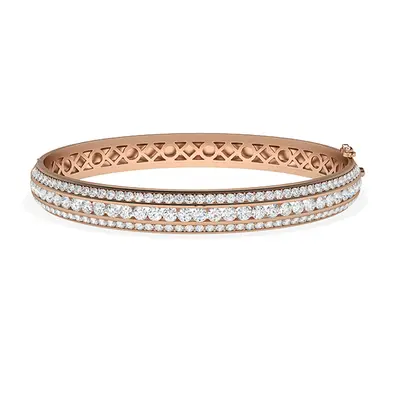 Trendy Designs Bangles With 18K Rose Gold, 3.17 Ct , Size, F-G / VS With Natural Diamonds.