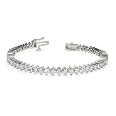 Trendy Designs Tennis Bracelets With Platinum, 4.86 Ct , 7 Inch Size, D-E / VS With Natural Diam