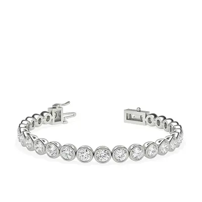 Trendy Designs Tennis Bracelets With 18K White Gold, 6.89 Ct , 6.5 Inch Size, F-G / VS With Natu
