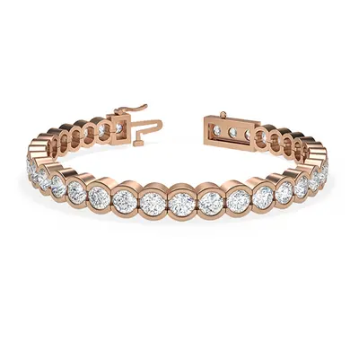 Trendy Designs Bracelets With 18K Rose Gold, 10.20 Ct , 7 Inch Size, F-G / VS With Natural Diamo