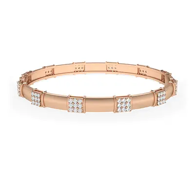 Trendy Designs Bangles With 18K Rose Gold, 0.97 Ct , Size, D-E / SI With Lab Diamonds.