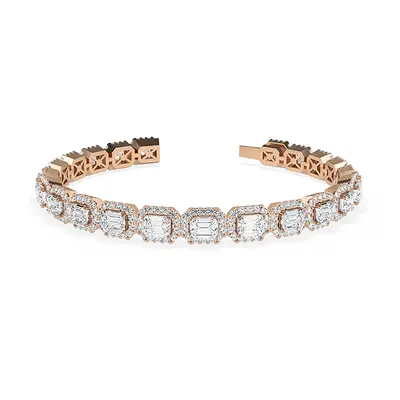 Trendy Designs Bracelets With 18K Rose Gold, 9.00 Ct , Size, F-G / VS With Natural Diamonds.