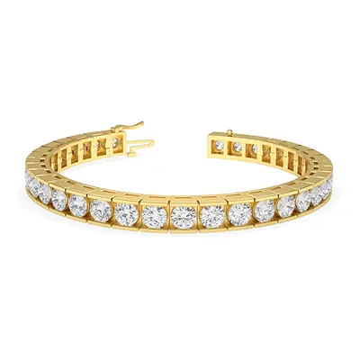 Trendy Designs Tennis Bracelets With 18K Yellow Gold, 9.90 Ct , 7 Inch Size, H-I / VS With Natur
