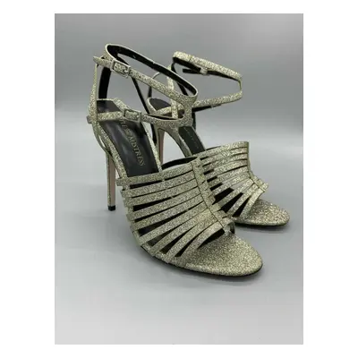 Little Mistress High Heels Gold Glitter Strappy Heel Ankle Straps