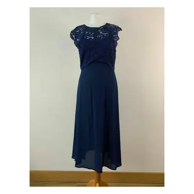 SHEIN Cutout Zipper Back Lace Bodice Flare Blue Dress
