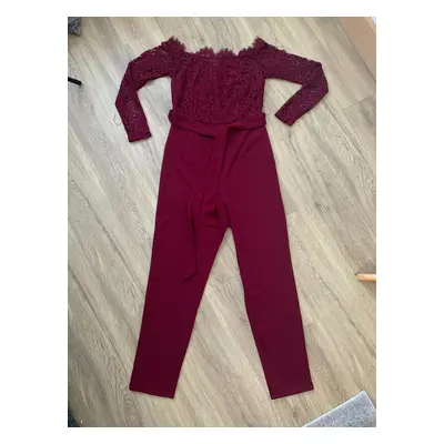 SHEIN Off Shoulder Lace Bodice Black Jumpsuit