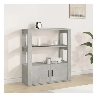madison wooden shelving unit with doors in concrete effect