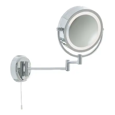 illuminated bathroom mirror with swing arm in chrome