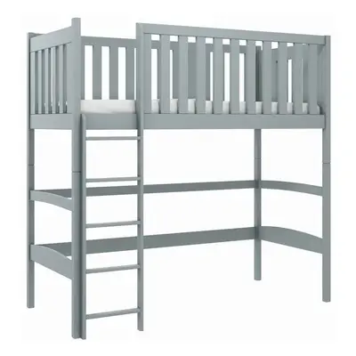 lititz wooden bunk bed without mattress and ladder in grey