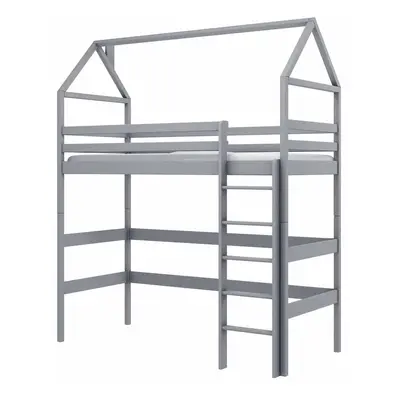 goleta wooden bunk bed with bonnell mattress and ladder in grey