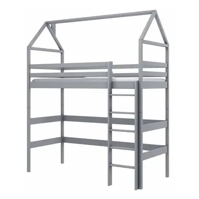 goleta wooden bunk bed with foam mattress and ladder in grey