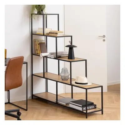 salvo wooden ladder bookcase with shelves in matt wild oak