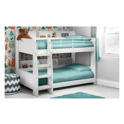 dallyce wooden bunk bed with ladder in matt white