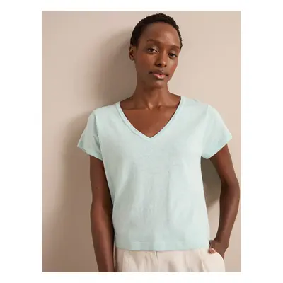 Cefinn Madison Linen Blend V Neck Knit T-Shirt - Mint