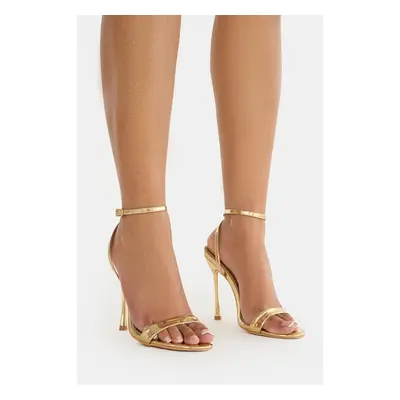 Soho Gold Metallic Barely There Strappy Stiletto Heels